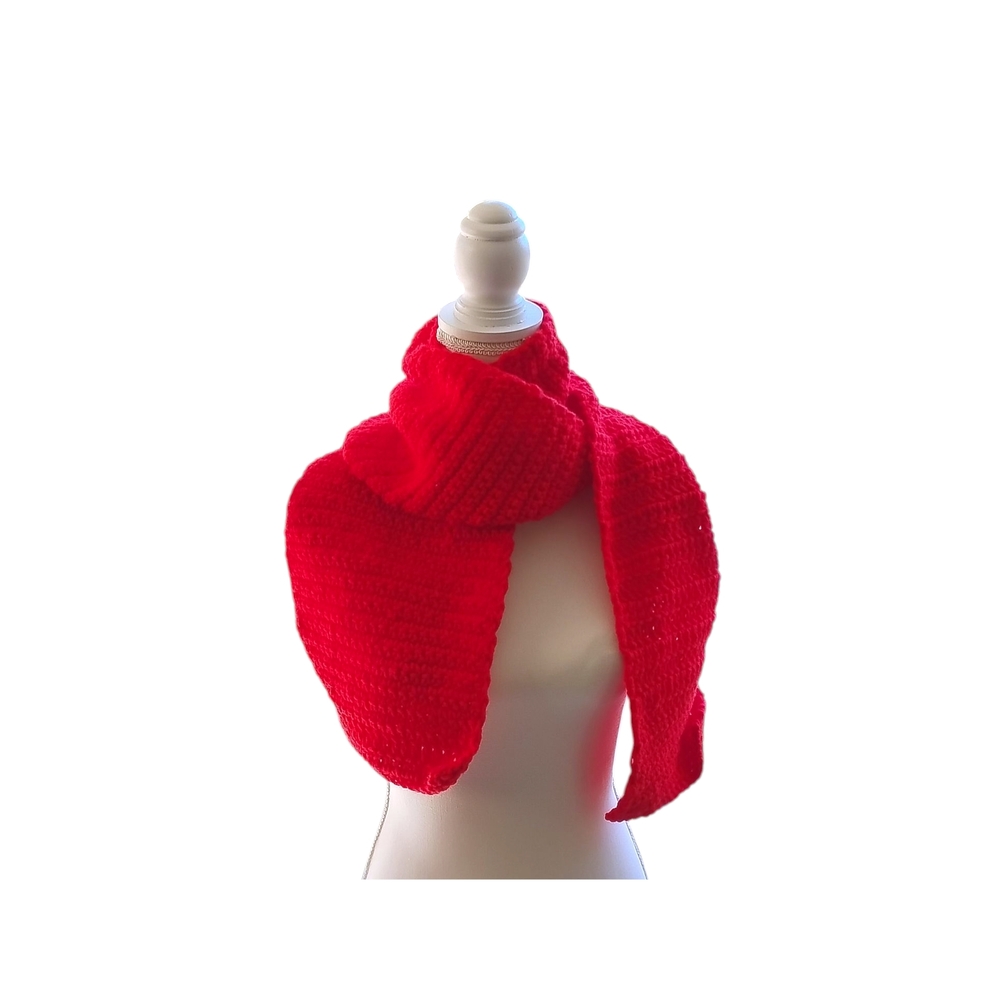 Vibrant Red Crochet Scarf